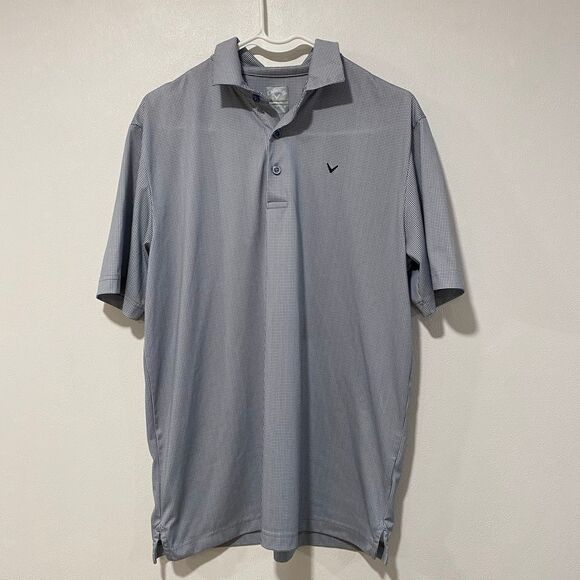 Callaway Golf Polo Shirt Opti-Dri Blue Checkered Mens Size M - Picture 1 of 5